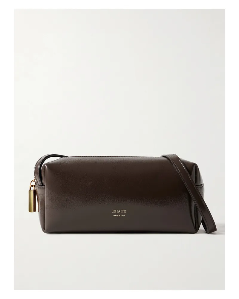 KHAITE Kye Glossed-leather Shoulder Bag - Brown Brown