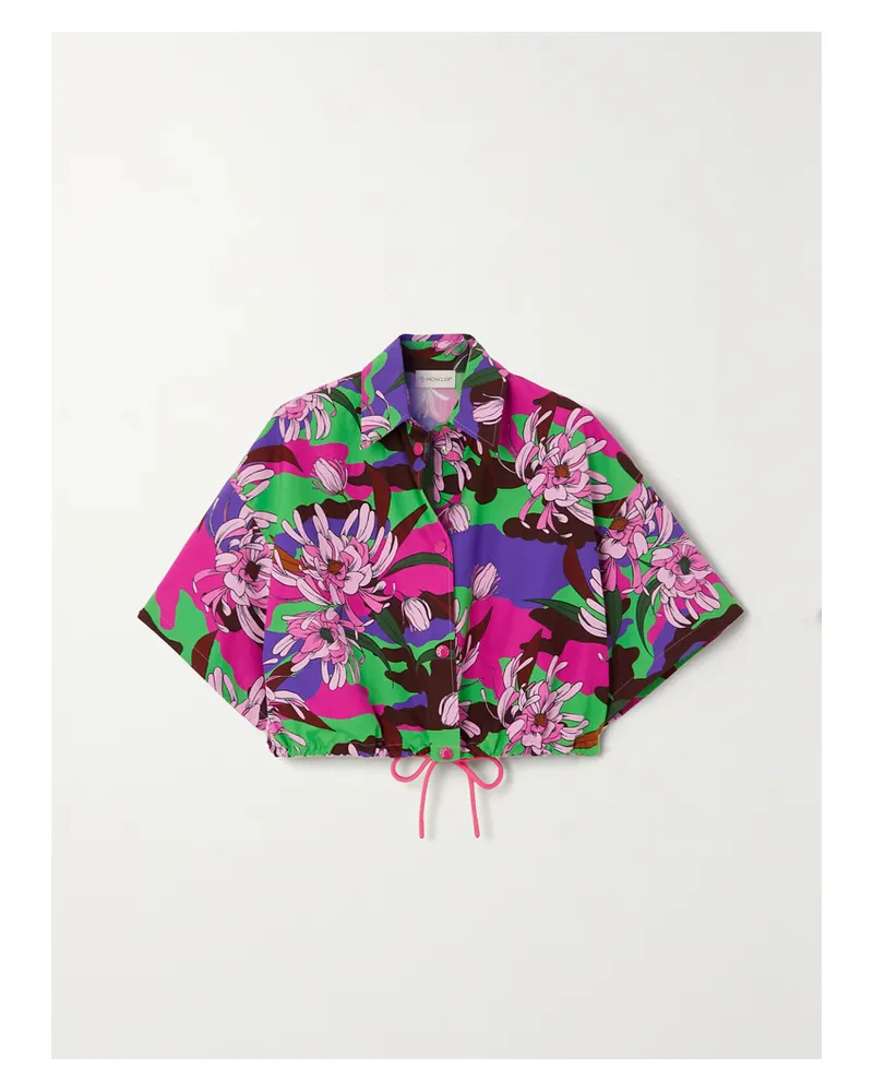 Moncler Verkürztes Hemd Aus Baumwollpopeline Mit Blumenprint - Lila Lila