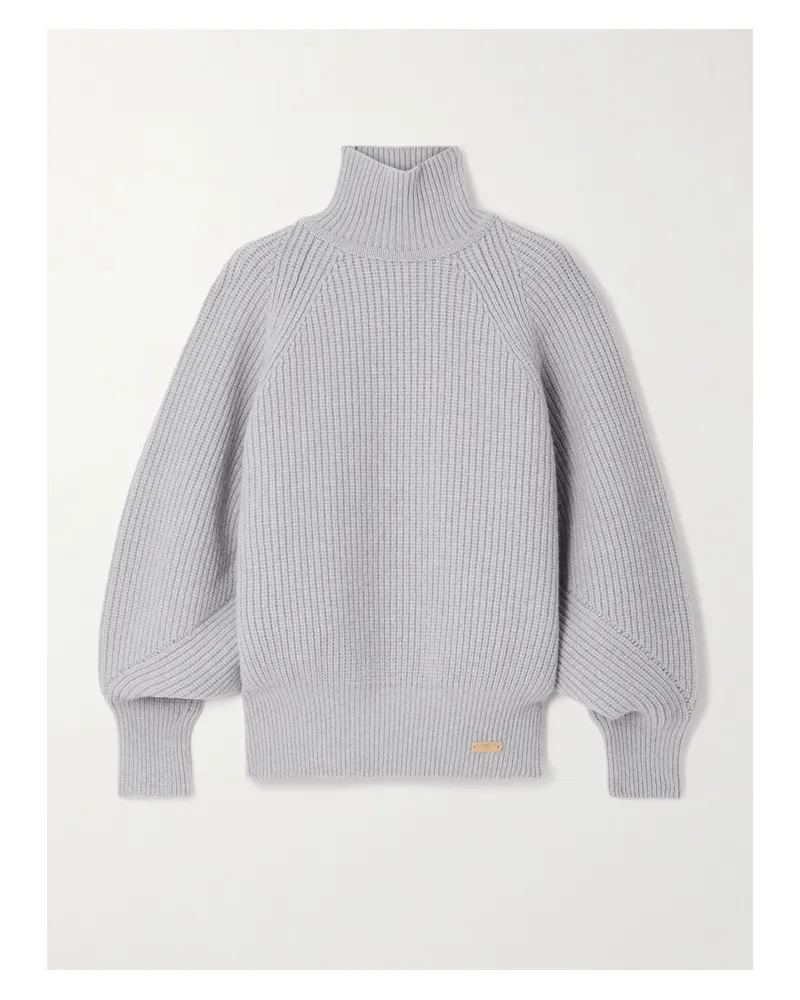 Balmain Rollkragenpullover Aus Gerippter Wolle - Grau Grau
