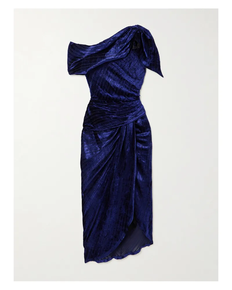 Isabel Marant Cyane Asymmetrisches Midikleid Aus Devoré-samt Mit Raffungen - Blau Blau