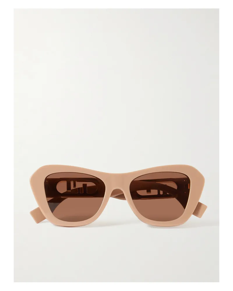 Fendi O'lock Cat-eye Acetate And Gold-tone Sunglasses - Brown Brown