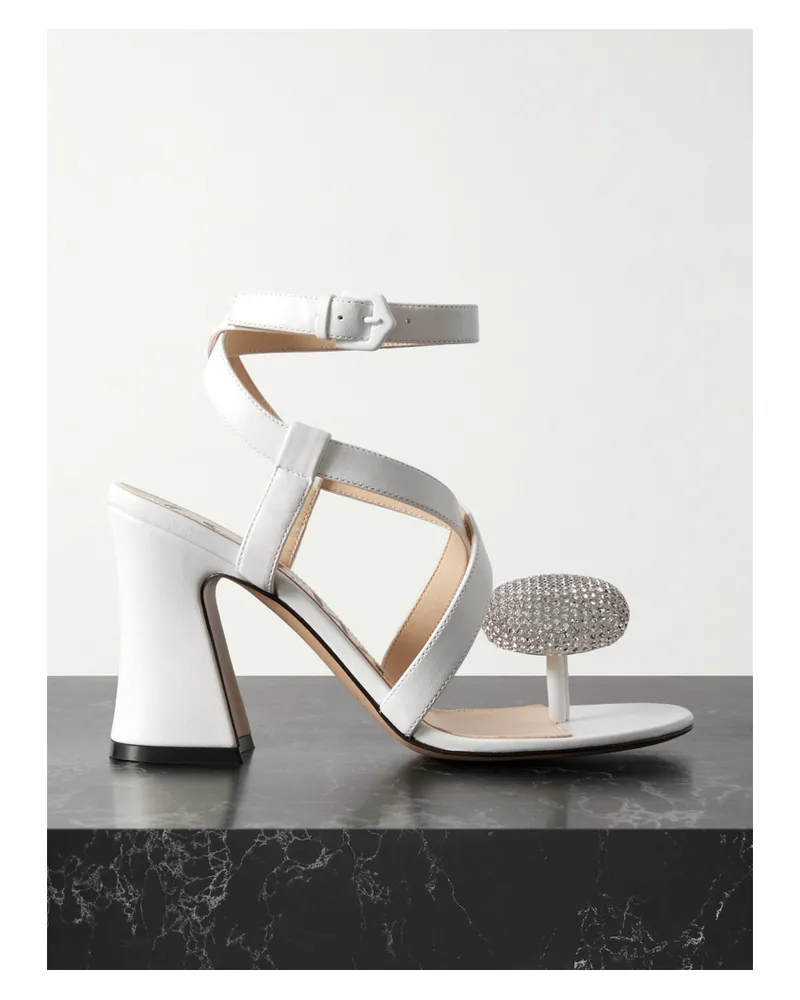 Loewe Paula's Ibiza Calle Pebble Sandalen Aus Leder Mit Kristallen - Weiß Weiß
