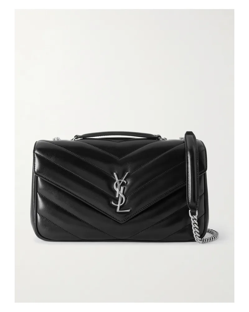 Saint Laurent Loulou Medium Quilted Leather Shoulder Bag - Black Black