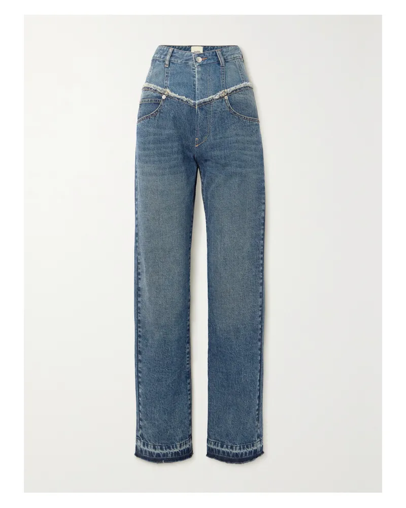 Isabel Marant Noemie Zweifarbige Jeans Mit Fransen - Blau Blau