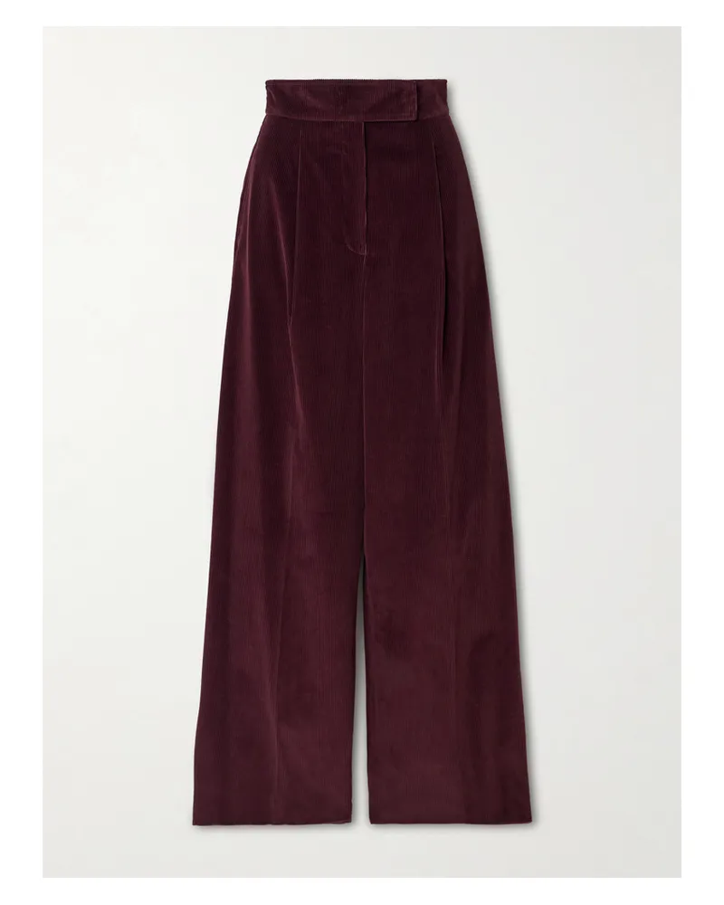 Max Mara Hose Mit Weitem Bein Aus Baumwollcord Mit Falten - Rot Rot