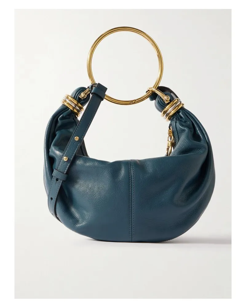 Chloé Bracelet Schultertasche Aus Strukturiertem Leder Mit Verzierungen - Blau Blau