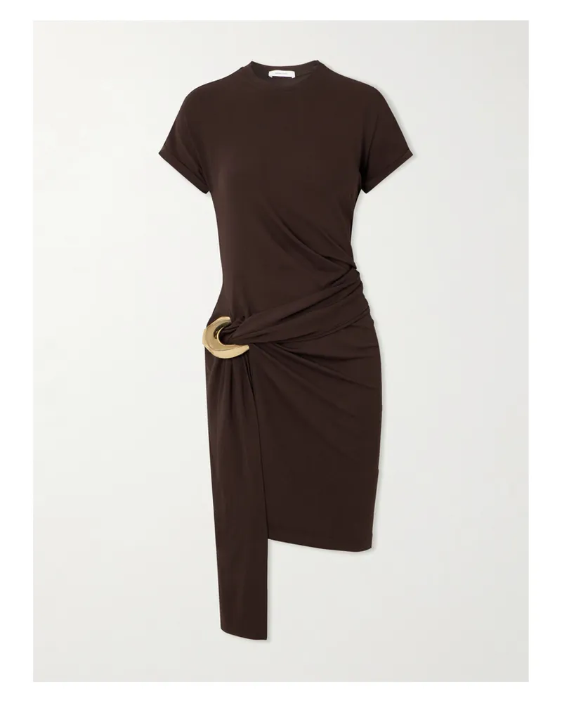 Ferragamo Minikleid Aus Stretch-jersey Mit Verzierung - Braun Braun