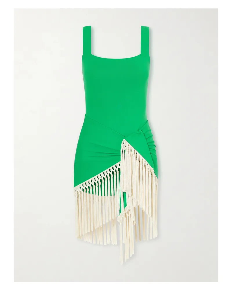 Taller Marmo Mini Lido Swimsuit And Fringed Pareo Set - Green Green