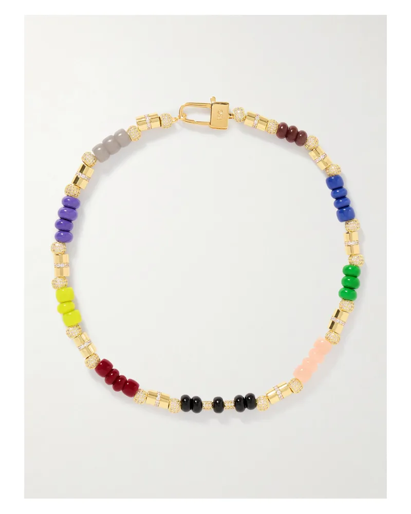 Martha Calvo Colore Vergoldete Kette Mit Emaille Und Kristallen - Mehrfarbig Mehrfarbig