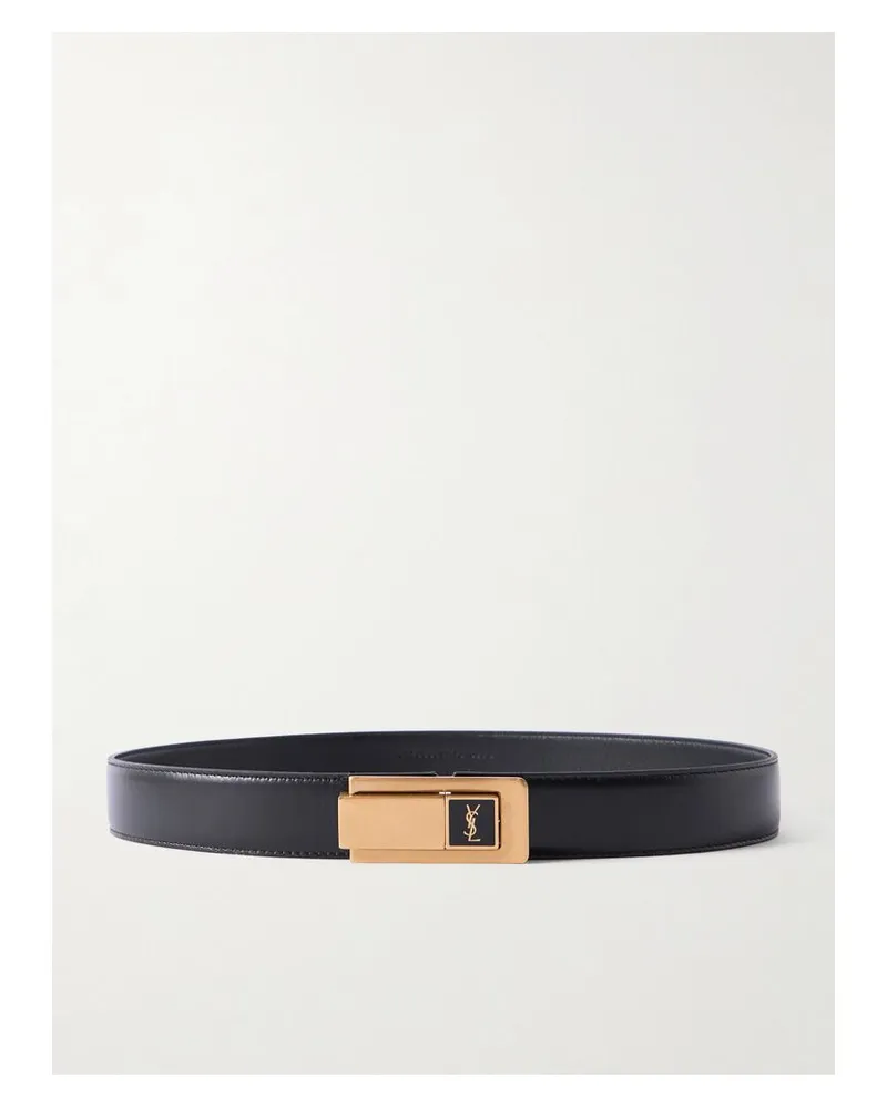 Saint Laurent Cassandre Gürtel Aus Leder - Schwarz Schwarz