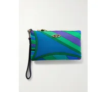 Printed Shell Clutch - Blue