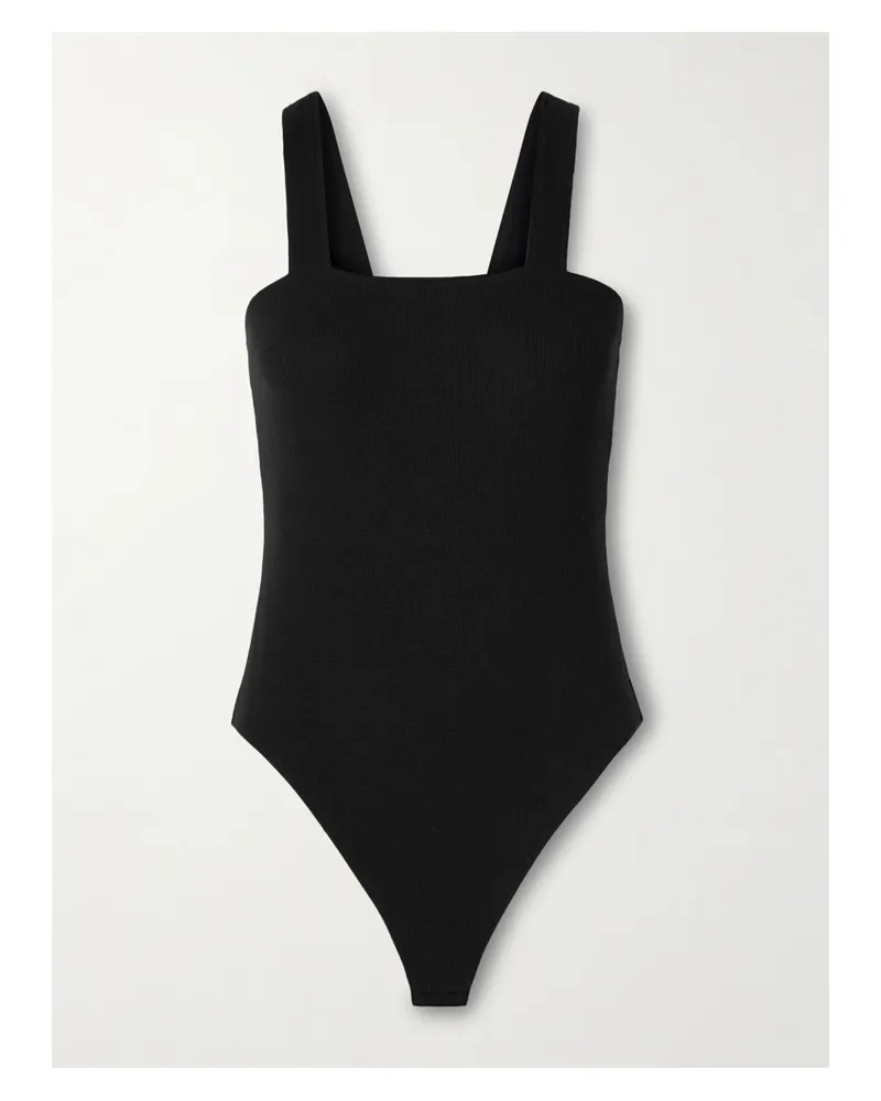 Skin Narcisse String-body Aus Einer Gerippten Pima-baumwoll-modalmischung Mit Stretch-anteil - Schwarz Schwarz