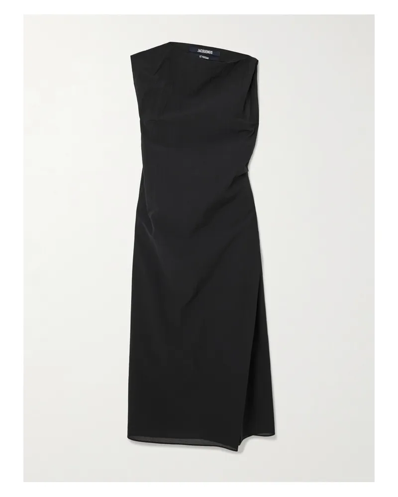Jacquemus The Drapeado Minikleid Aus Einer Baumwollmischung - Schwarz Schwarz