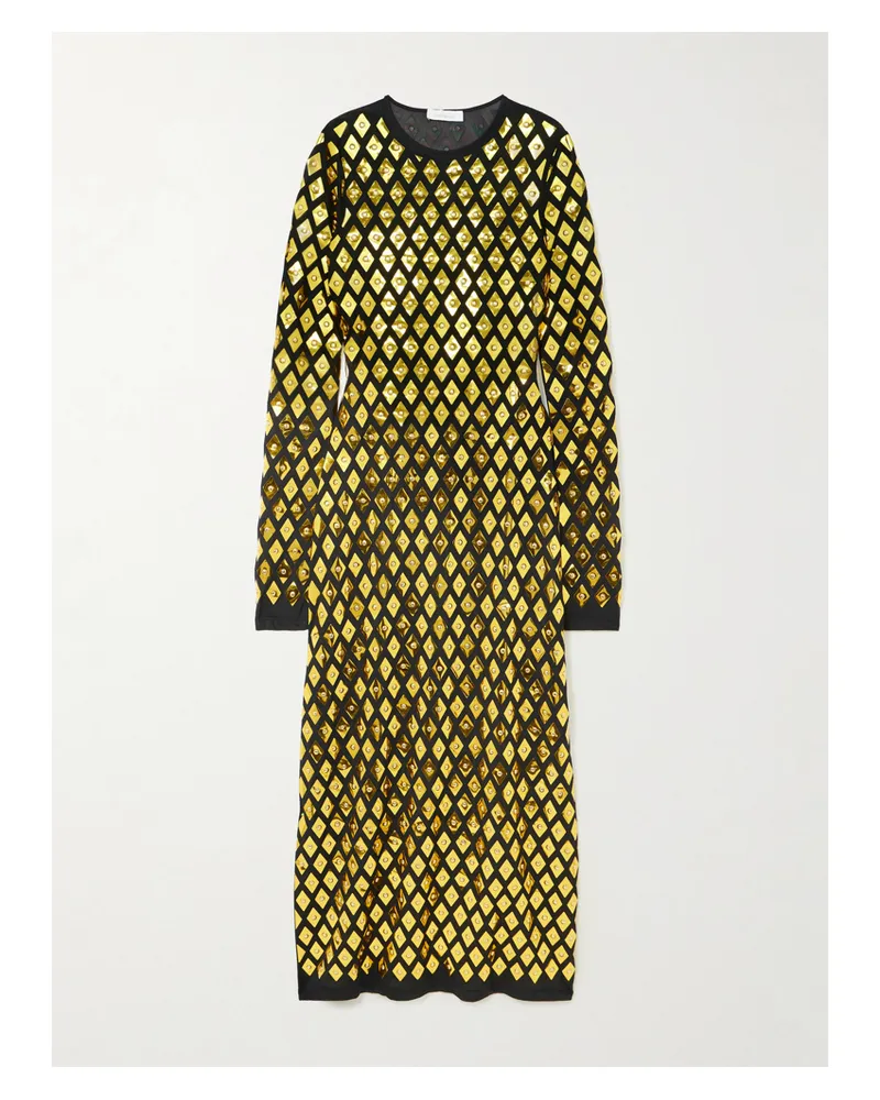 Paco Rabanne Embellished Stretch-jersey Midi Dress - Black Black