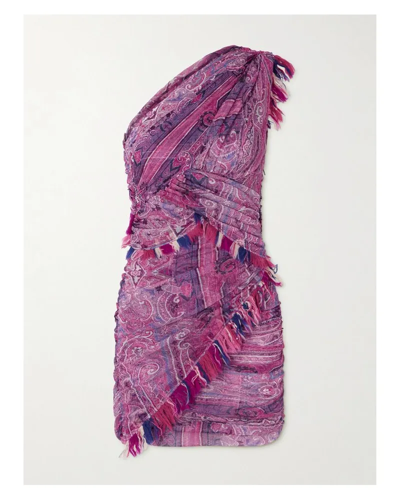 Isabel Marant Asymmetrisches Minikleid Aus Bedruckter Gaze Mit Fransen - Lila Lila
