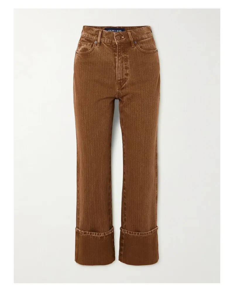 Veronica Beard Dylan Hose Mit Geradem Bein Aus Baumwoll-twill Mit Fischgratmuster - Braun Braun