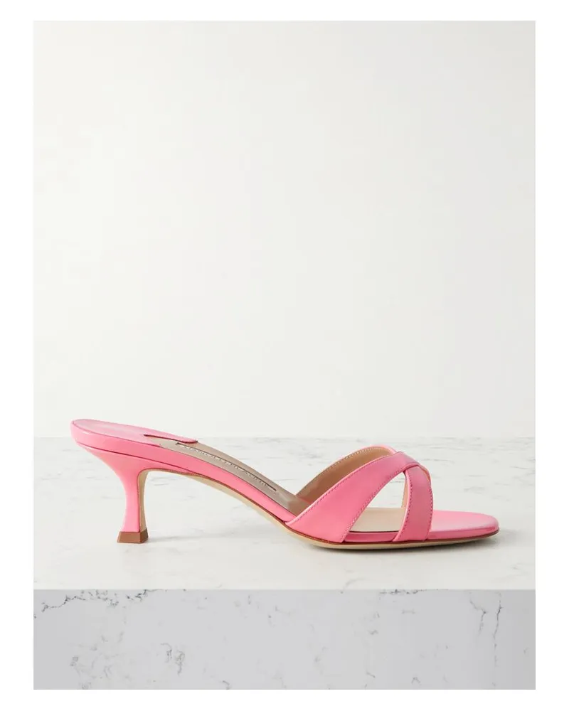 Manolo Blahnik Callamu 50 Mules Aus Lackleder - Pink Pink