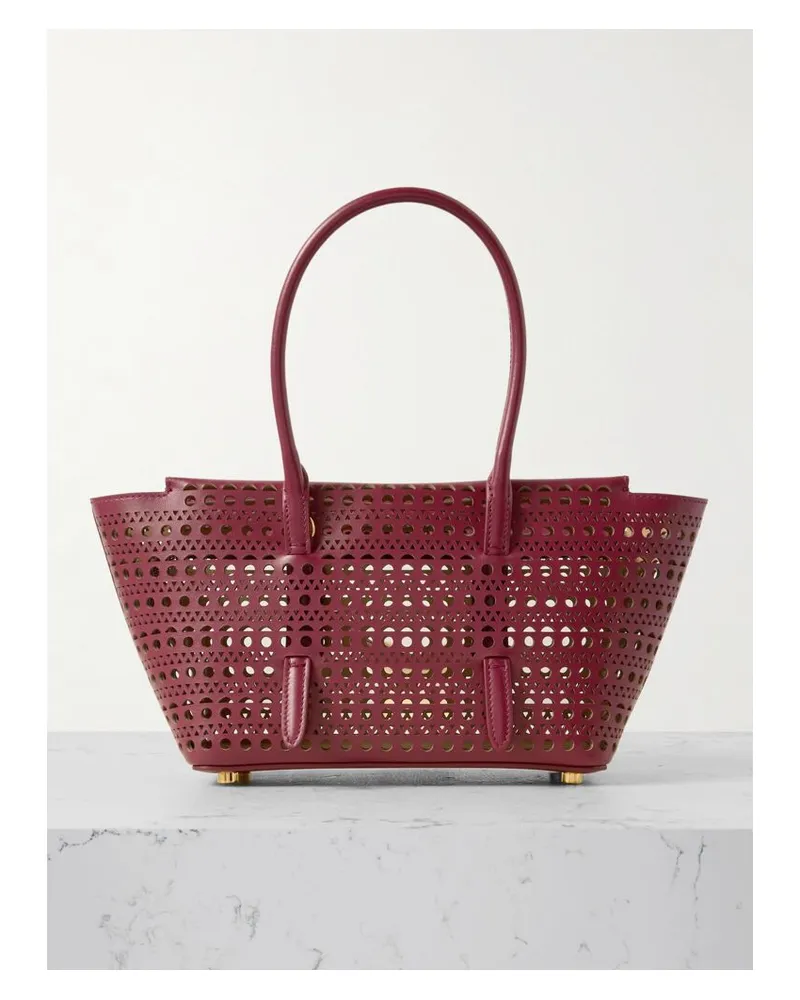 Alaïa New Mina 20 Tote Aus Lasergeschnittenem Leder - Burgunder Burgunder