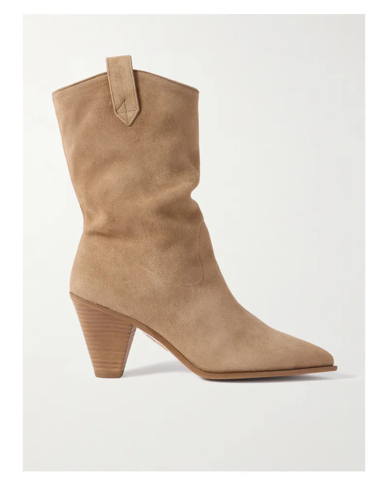 Aquazzura Boogie 70 Ankle Boots Aus Veloursleder - Braun Braun