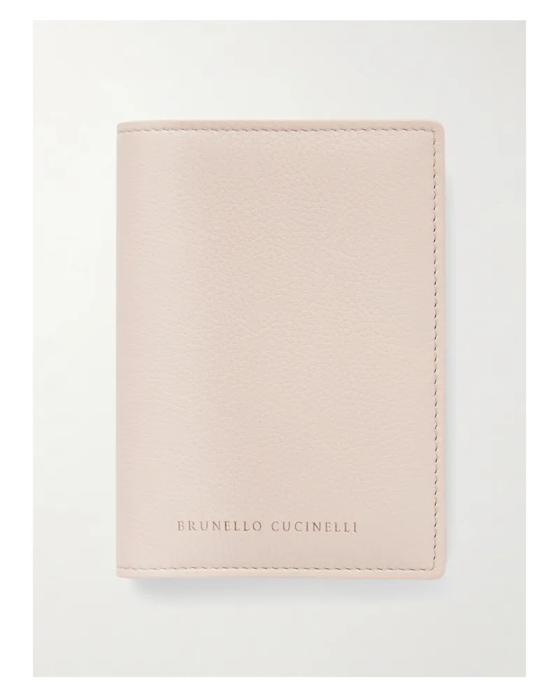 Brunello Cucinelli Embossed Textured-leather Cardholder - Neutrals Neutrals