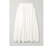 Midirock Aus Baumwolle Mit Lochstickerei, Bändern Und Verzierungen - Weiß