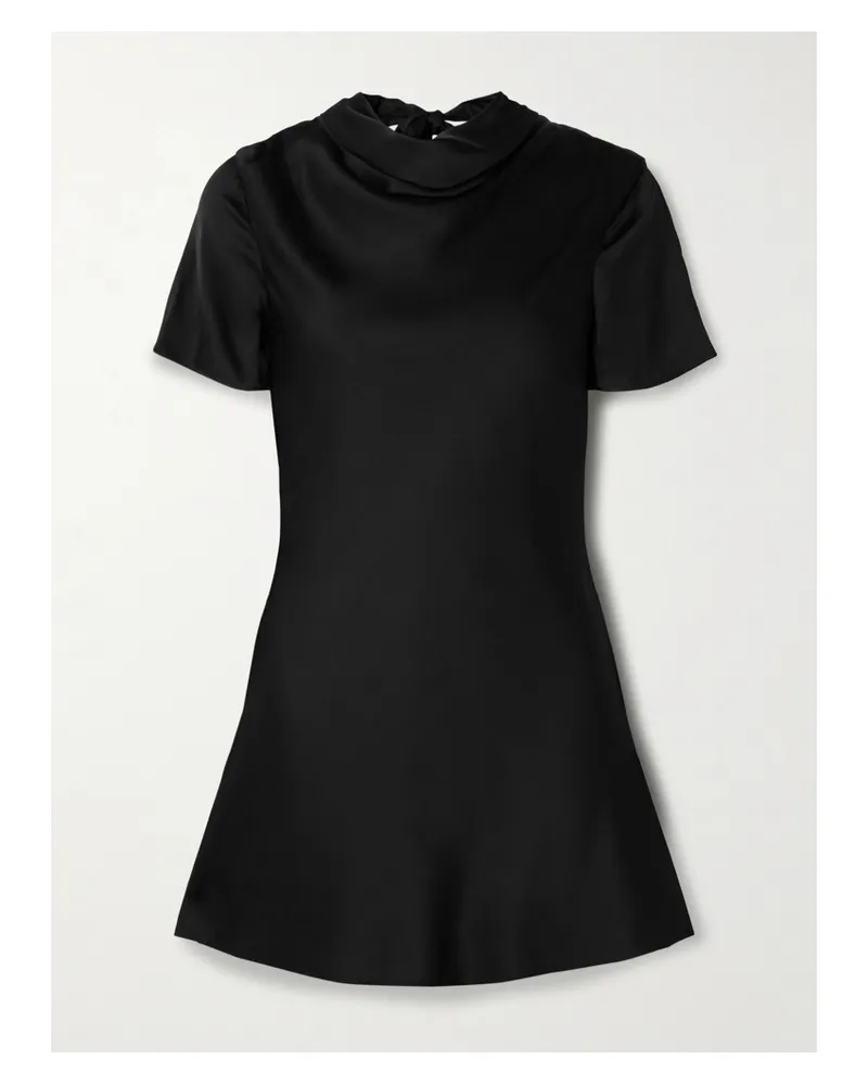 STAUD Iris Minikleid Aus Satin Aus Einer Seidenmischung Mit Wasserfallausschnitt - Schwarz Schwarz