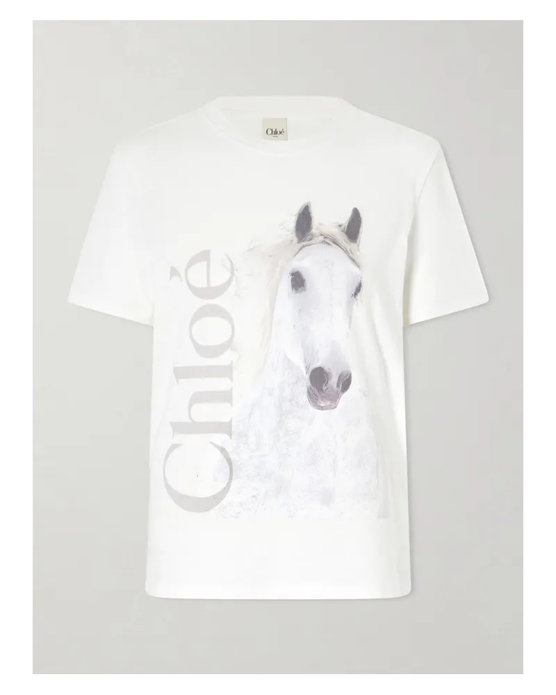 Chloé Printed Organic Cotton-jersey T-shirt - White White