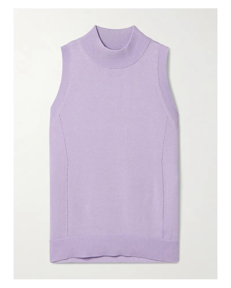 Carolina Herrera New York Ärmelloser Stehkragenpullover Aus Einer Seiden-baumwollmischung - Lila Lila