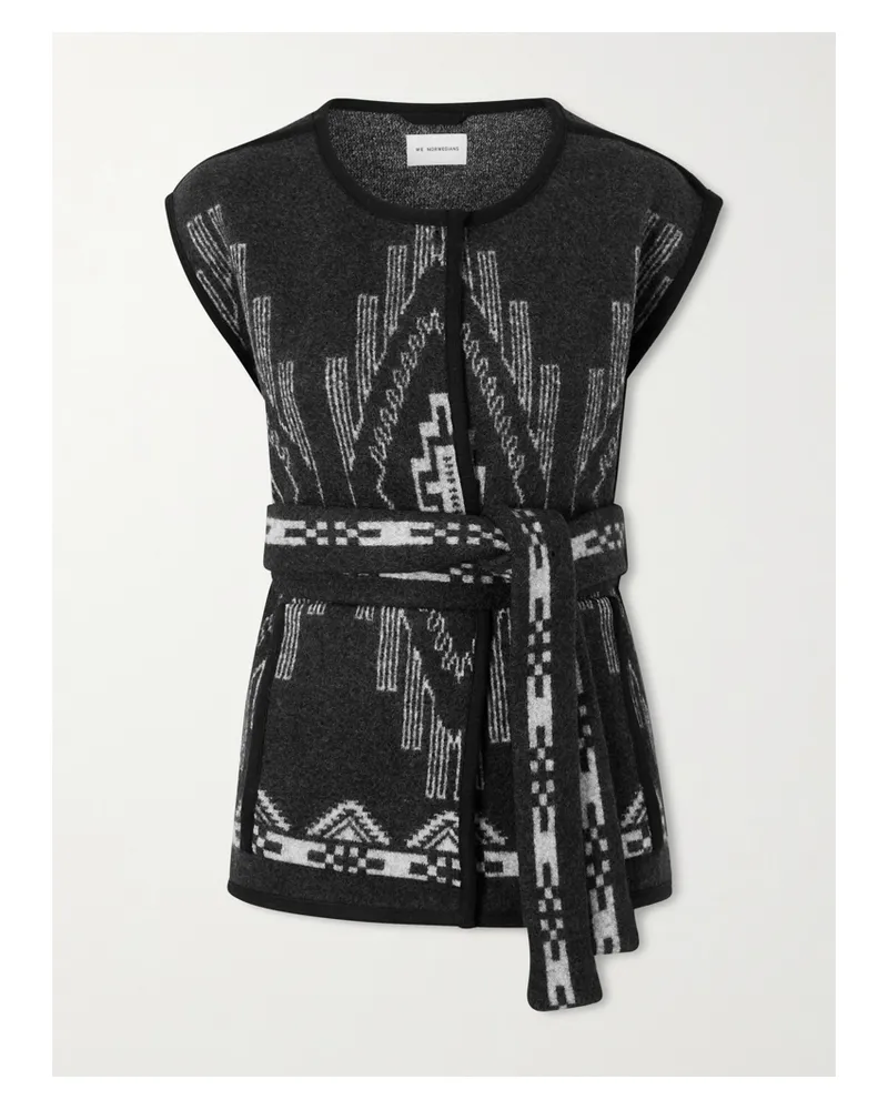 WE NORWEGIANS Kautokeino Weste Aus Wolle In Jacquard Mit Gürtel - Schwarz Schwarz