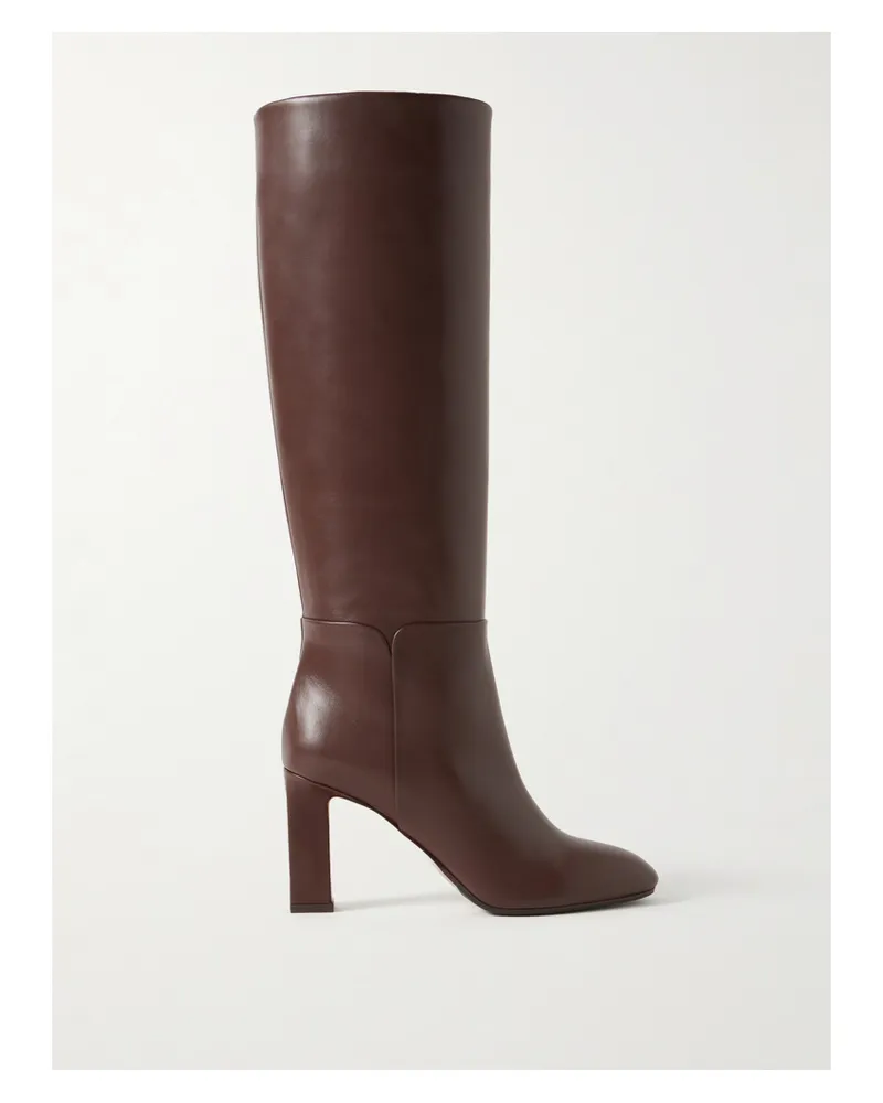 Aquazzura Sellier 85 Leather Knee Boots - Brown Brown