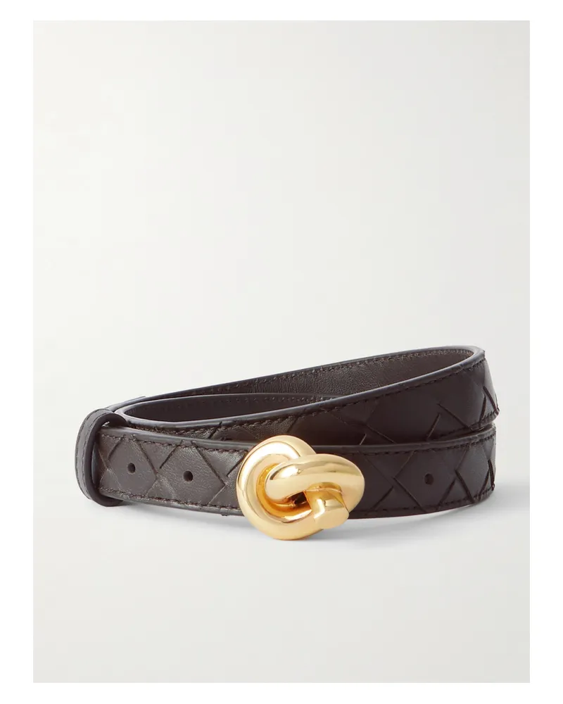 Bottega Veneta Knot Intrecciato Leather Belt - Brown Brown