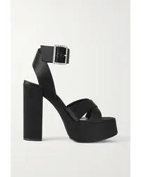 Saint Laurent Bianca Plateausandalen aus Satin Schwarz