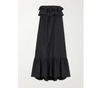 Ruffled Cotton-blend Poplin Maxi Dress - Black