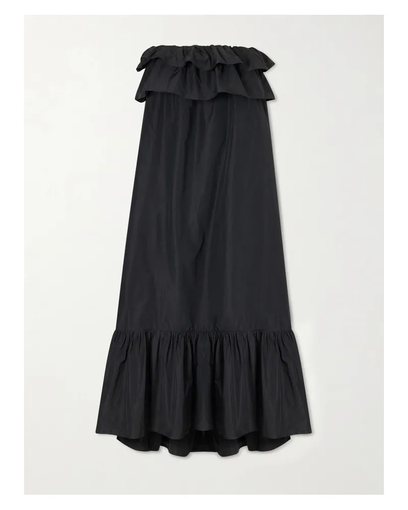 Saint Laurent Ruffled Cotton-blend Poplin Maxi Dress - Black Black