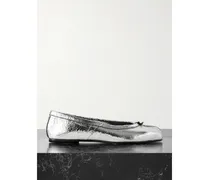 Tabi Ballerinas Aus Craquelé-leder In Metallic-optik - Silber