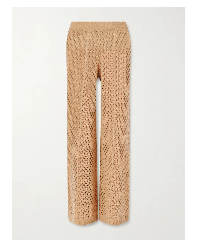 ALLUDE Hose Mit Weitem Bein Aus Einer Häkelstrick Aus Einer Woll-kaschmirmischung - Braun Braun
