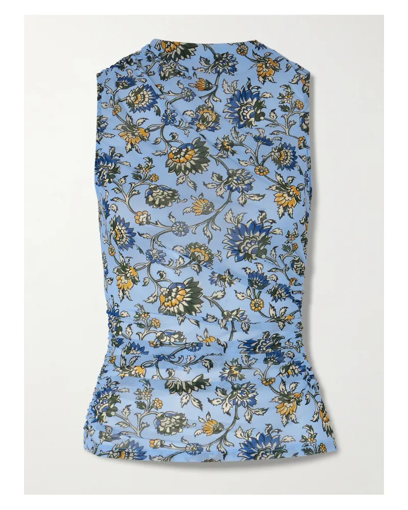 Veronica Beard Sylviani Oberteil Aus Stretch-tüll Mit Raffungen Und Blumenprint - Blau Blau