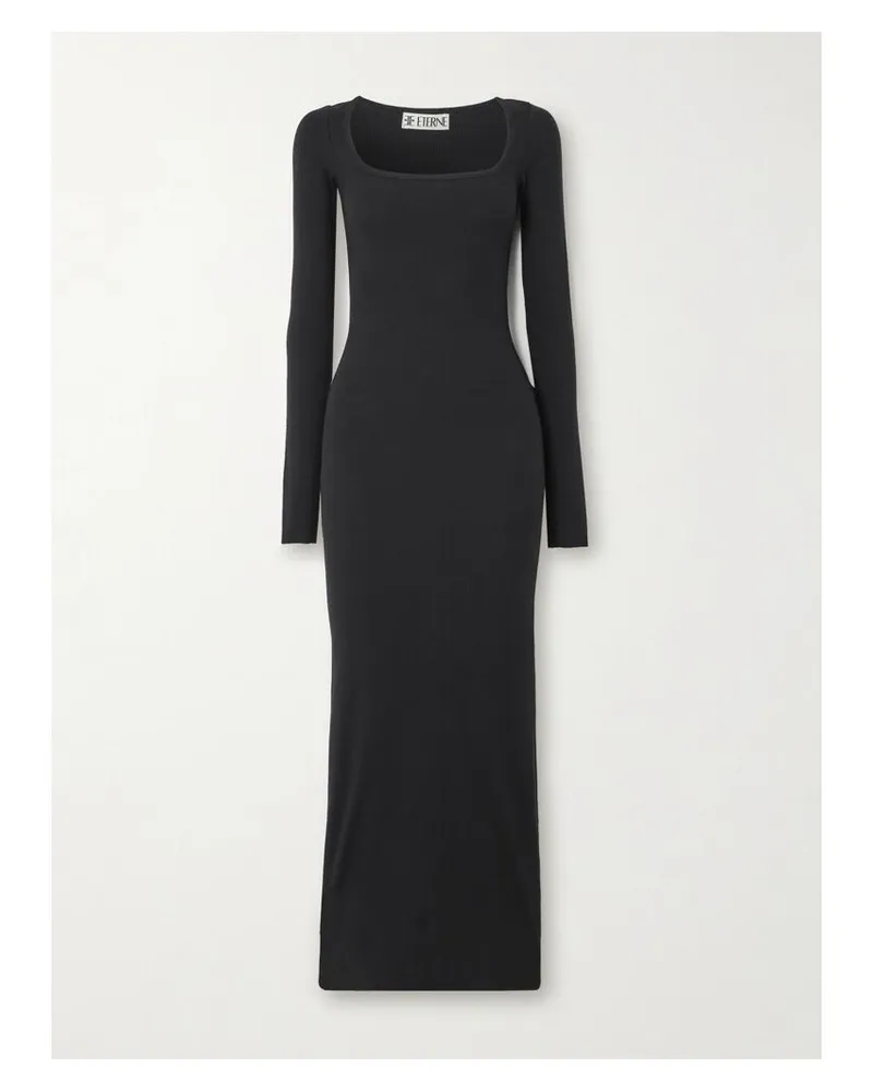 ÉTERNE Maxikleid Aus Geripptem Stretch-jersey - Schwarz Schwarz
