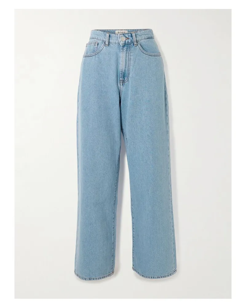 Róhe Halbhohe Jeans Mit Weitem Bein - Blau Blau