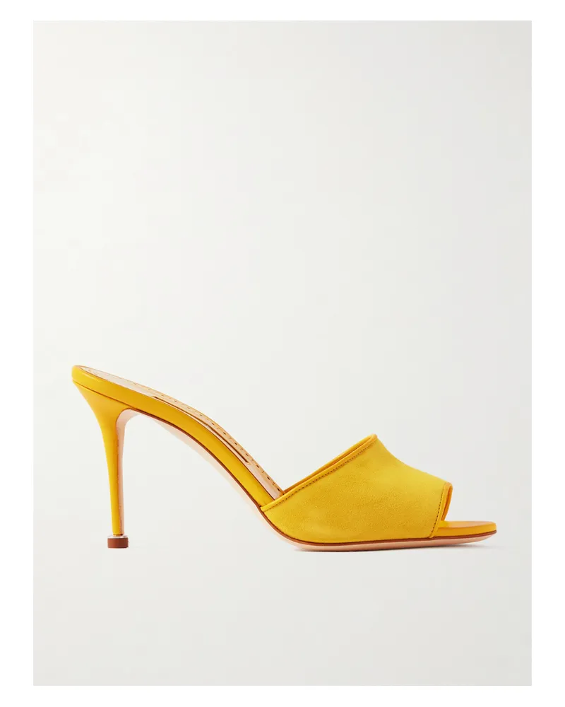 Manolo Blahnik Larache 90 Suede Mules - Yellow Yellow