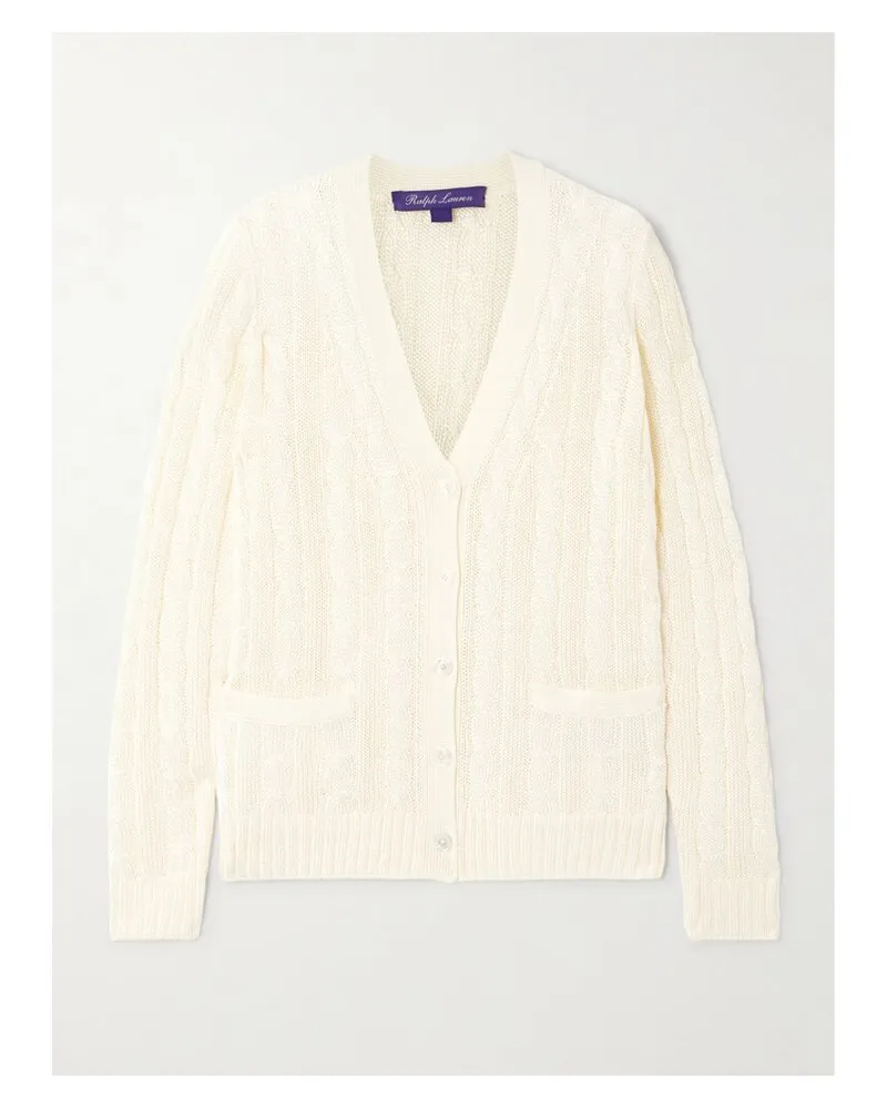 Ralph Lauren Cardigan Aus Seide In Zopfstrick - Creme Creme