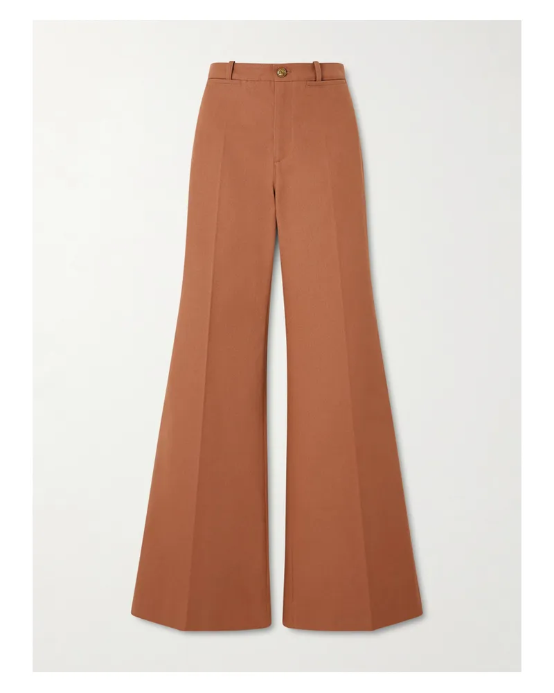 Chloé Organic Cotton Wide-leg Pants - Brown Brown