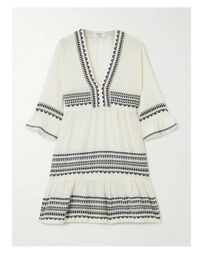 lemlem Hanna Minikleid Aus Baumwolle Mit Streifen Und Volants - Wollweiß Wollweiß