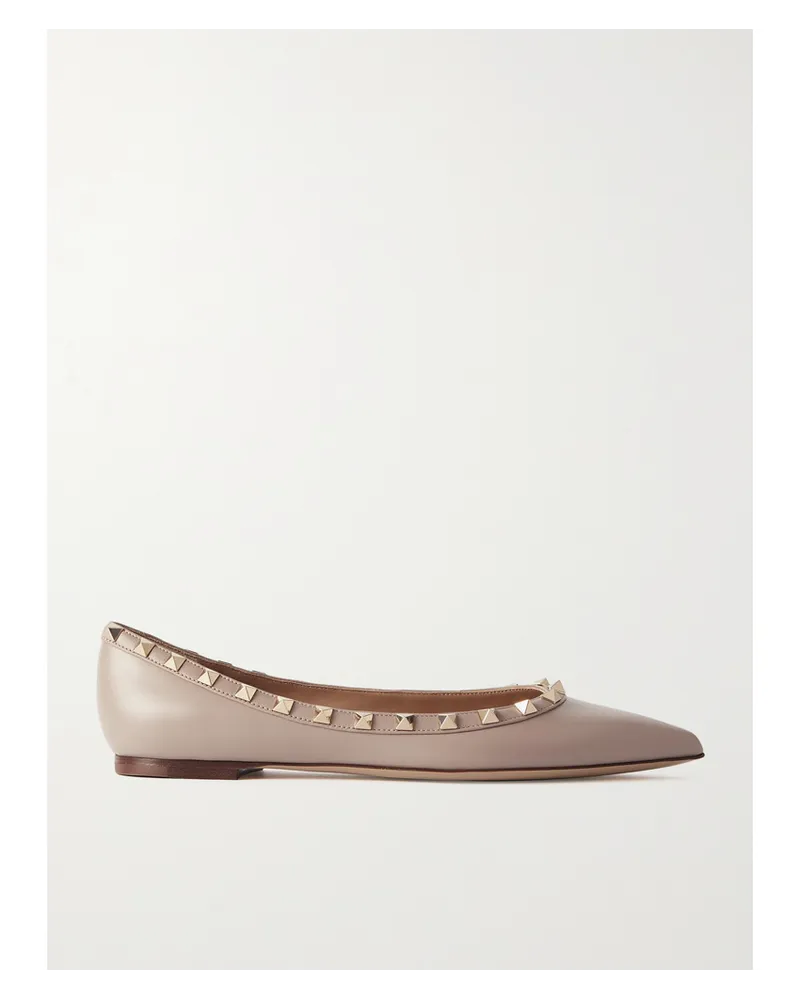 Valentino Garavani Rockstud Ballerinas aus Leder Neutral