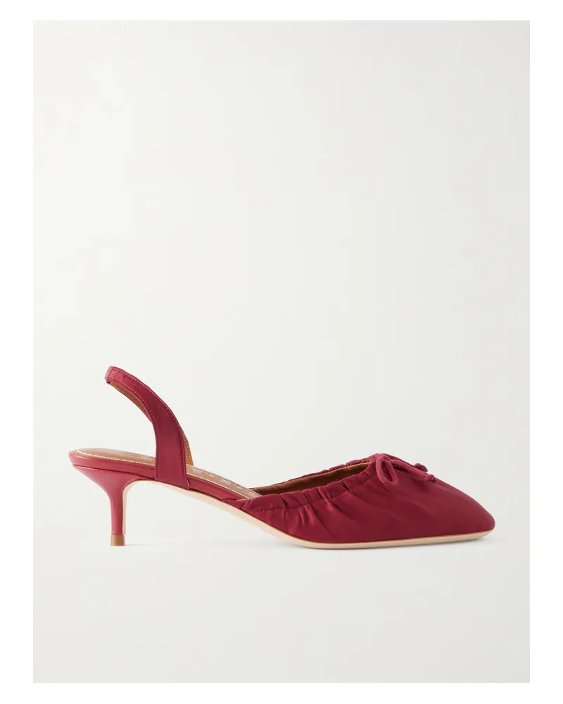 STAUD Alba Gathered Satin Slingback Pumps - Burgundy Burgundy