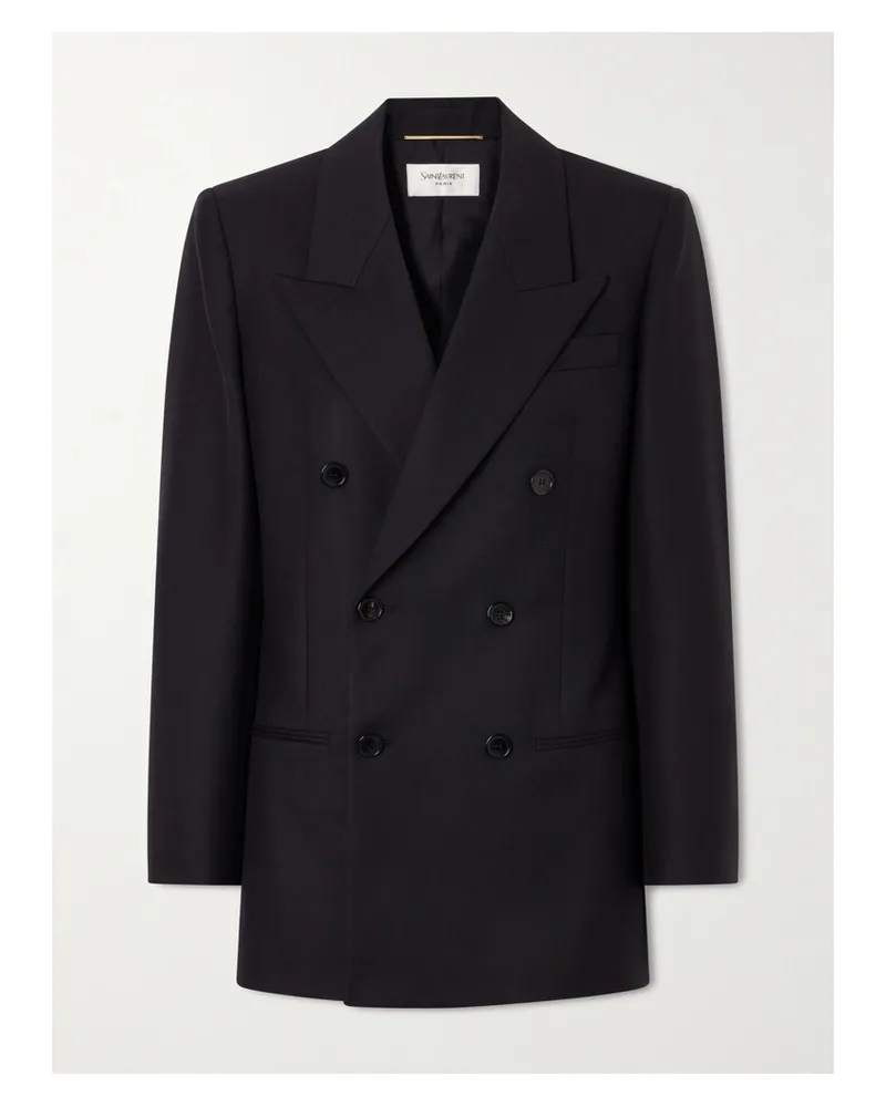Saint Laurent Double-breasted Wool Blazer - Black Black