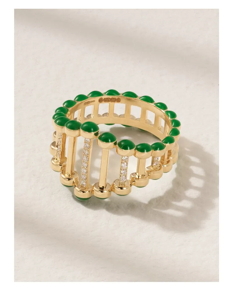 L’Atelier Nawbar The Little Twiggy Ring Aus 18 Karat Gold Mit Diamanten Und Emaille - Grün Grün