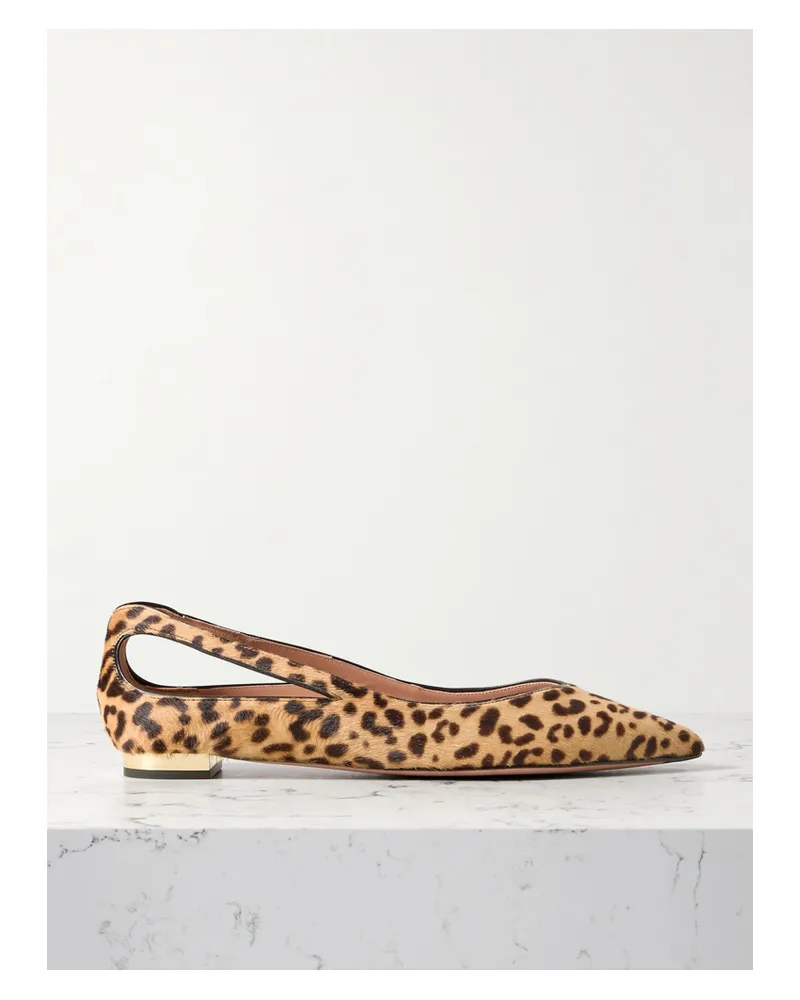 Aquazzura Sheeva Flache Schuhe Mit Spitzer Kappe Aus Kalbshaar Mit Leopardenprint - Animal-Print Animal-print