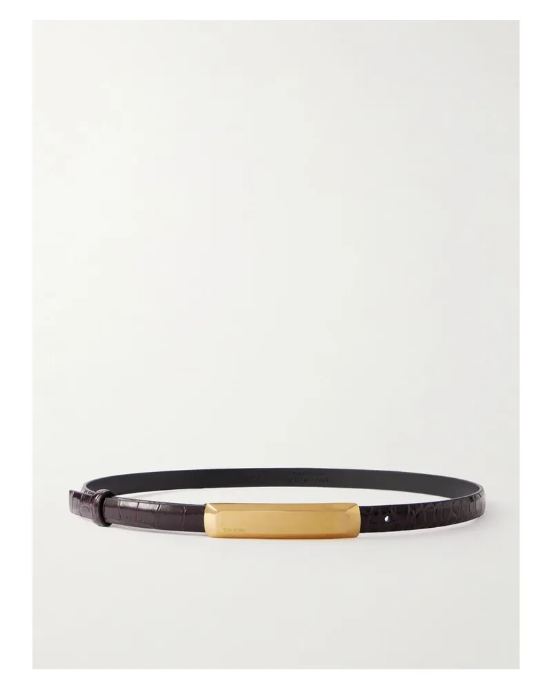 Tom Ford Bar Gürtel Aus Leder Mit Krokodileffekt - Lila Lila