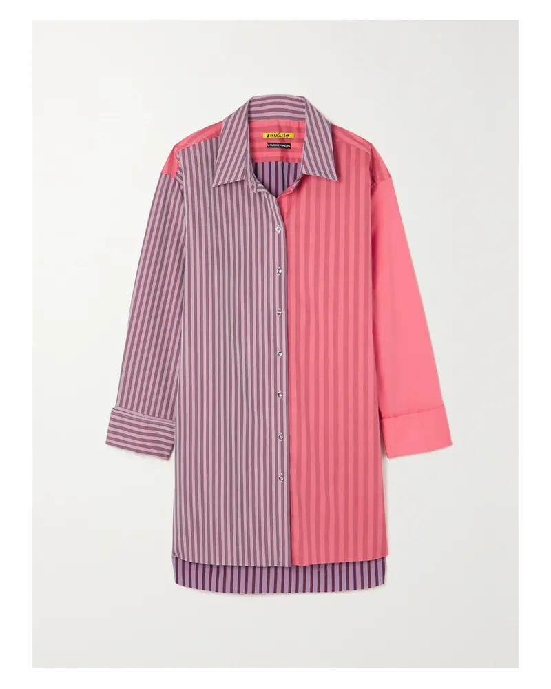 Marques ' Almeida Rem'ade Hemd Aus Popeline Aus Einer Baumwollmischung Mit Streifen - Pink Pink